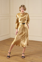 1930s Joanie Bias Cut Dress - Gold Satin