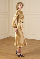 1930s Joanie Bias Cut Dress - Gold Satin