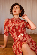 1930s Loretta Bias Dress in Rouge Tide