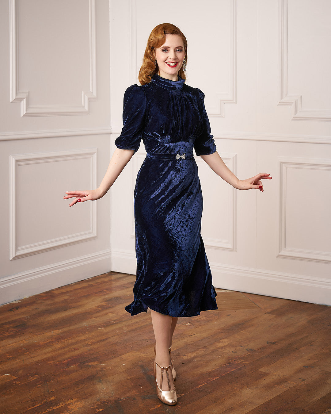 blue velvet women's dress 1930s Loretta Bias 21+ Ways to Wear perfect for wedding guests Color:Purple Spring Dresses