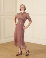 1930s Loretta Bias Dress - Art Deco Fan Georgette