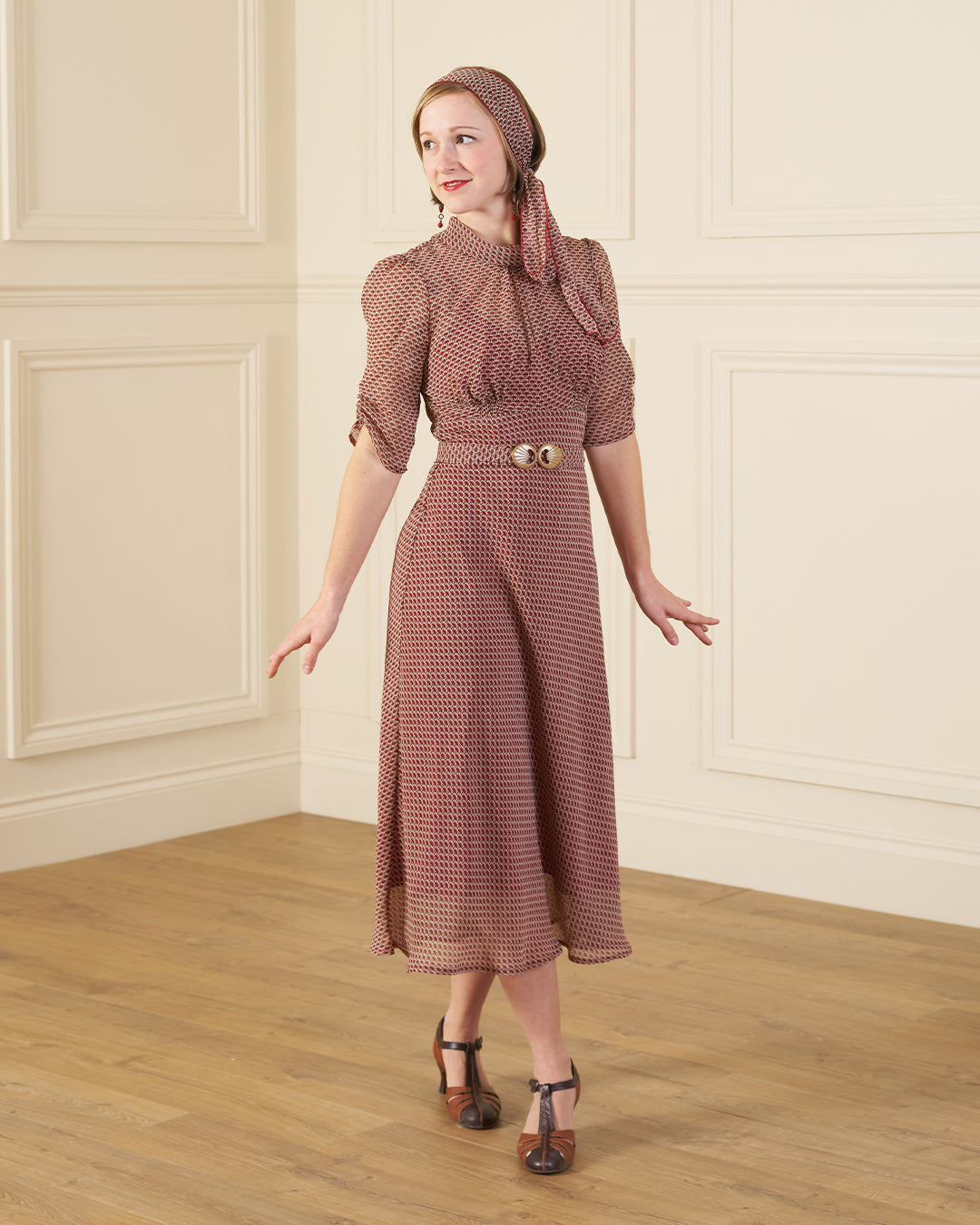 1930s Loretta Bias Dress - Art Deco Fan Georgette