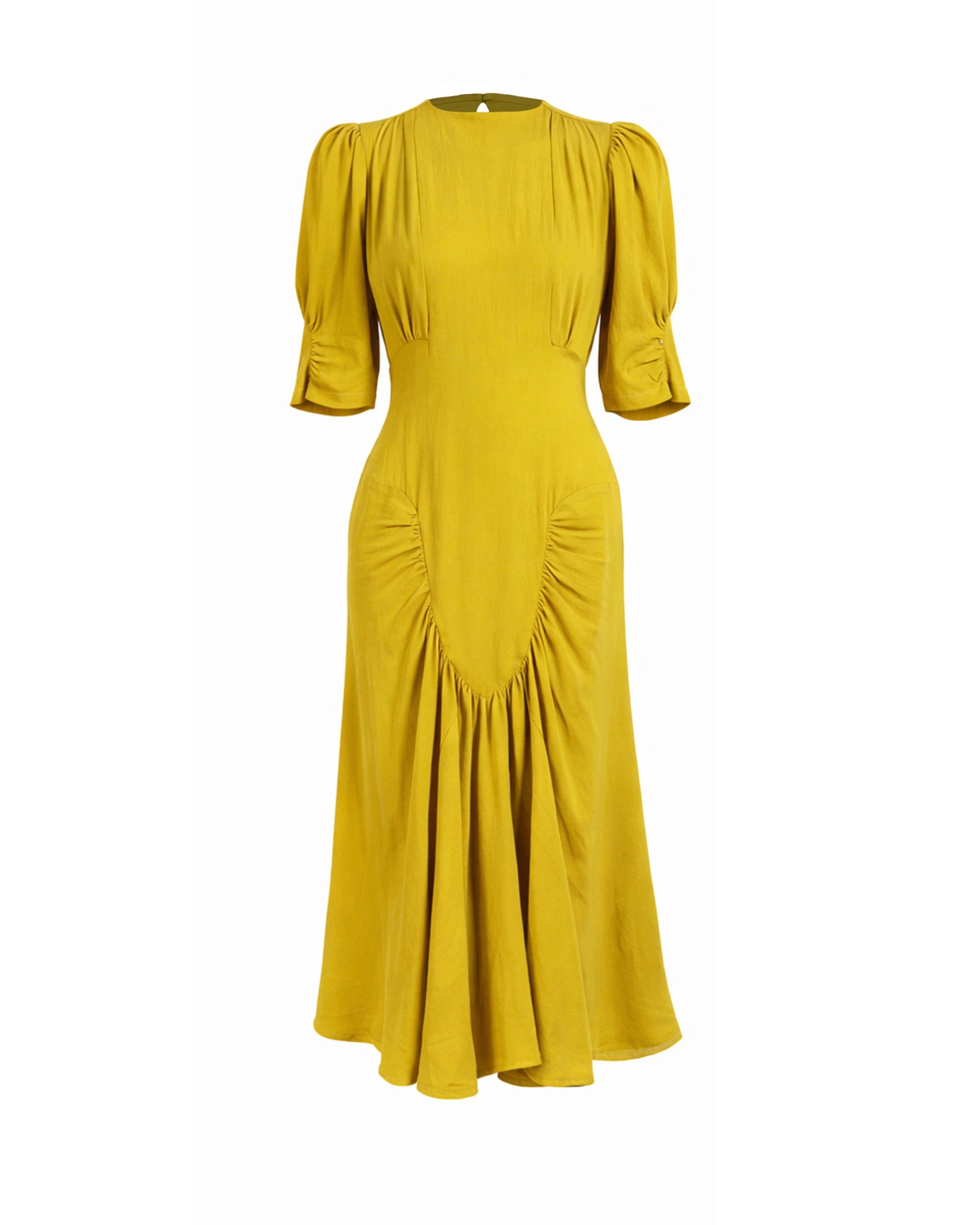1940s Madison Tea Dress - Chartreuse - product shot