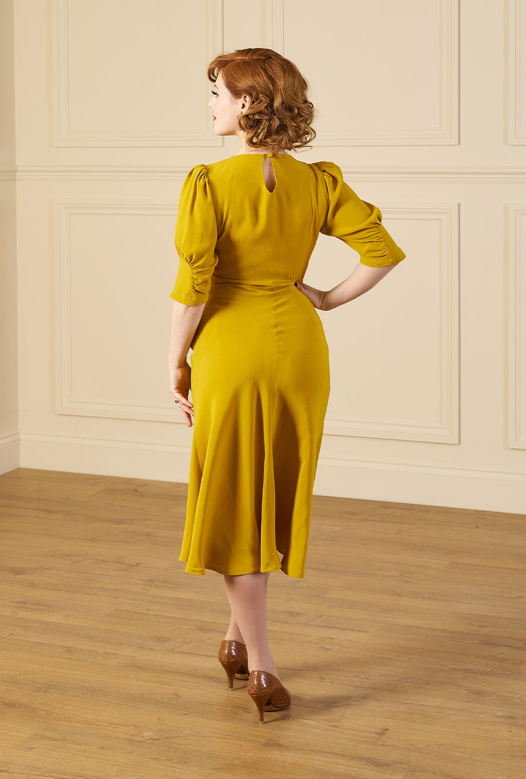 1940s Madison Tea Dress - Chartreuse