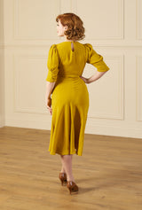 1940s Madison Tea Dress - Chartreuse