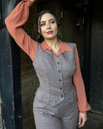 Margot Fitted Waistcoat - brown herringbone