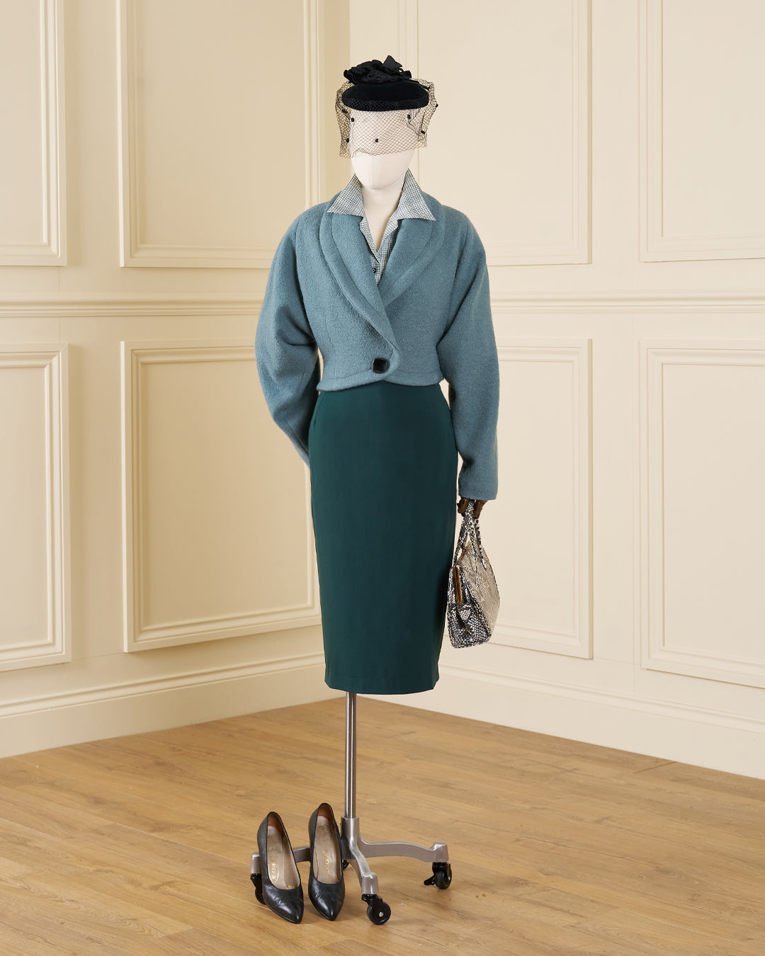1950s Marilyn Crop Jacket - Duck Egg Wool