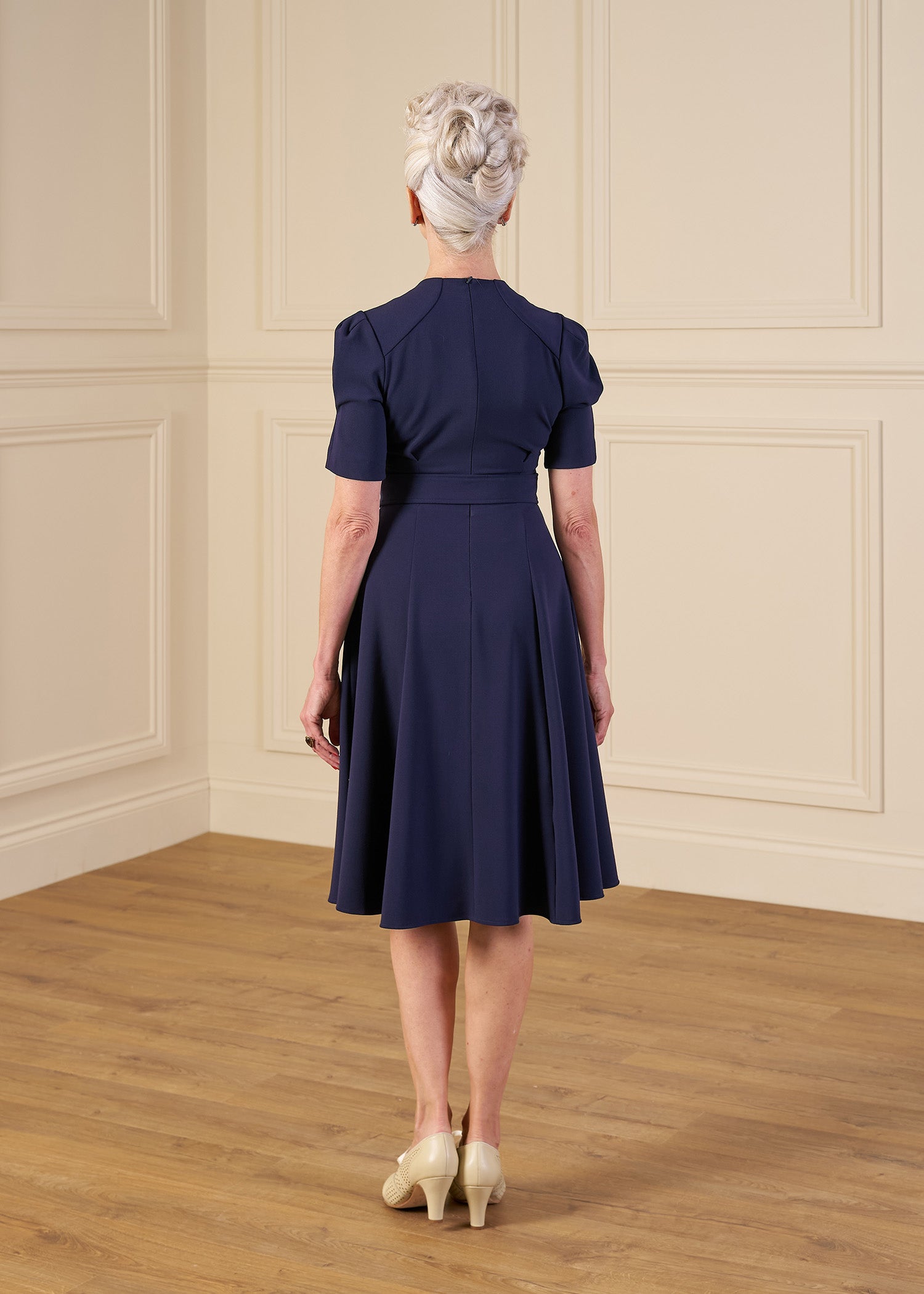 1940s Stanwyck Dress - Navy