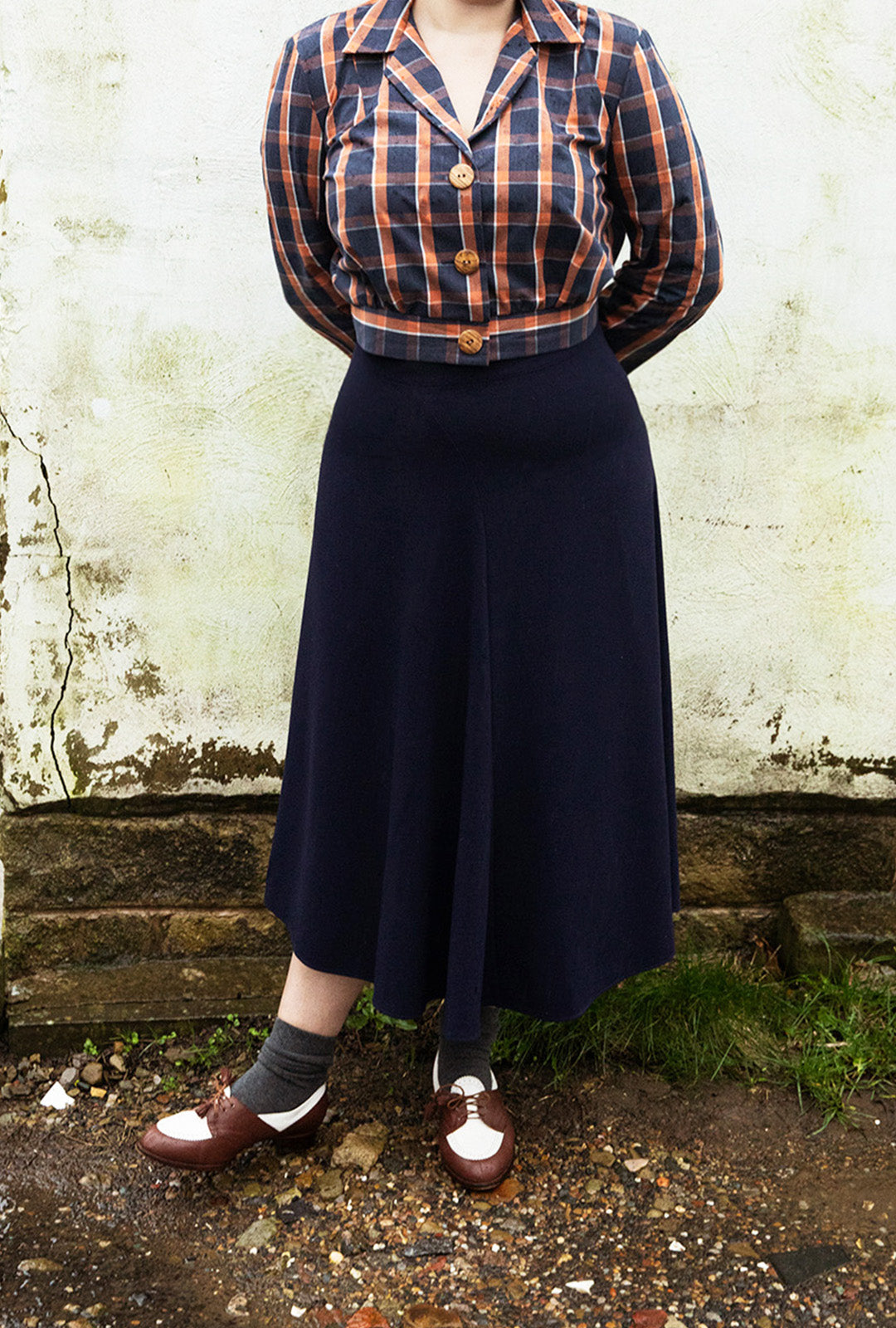 1930s Swirl Skirt - Navy