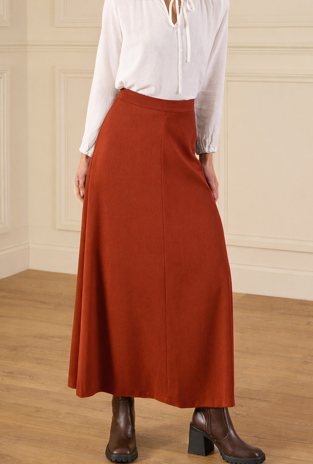1970s Maxi Skirt - Burnt Orange - model shot