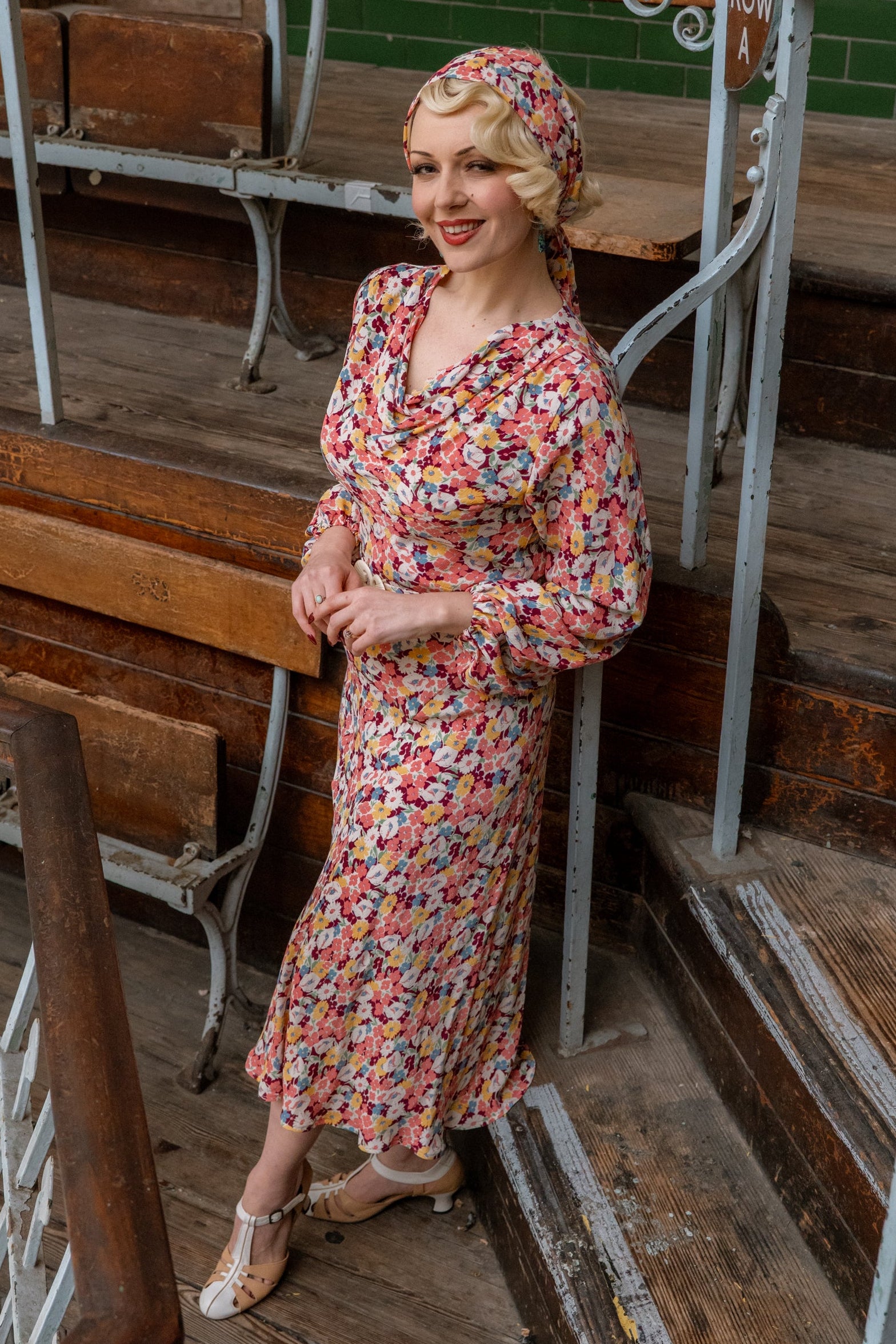 1930s Joanie Bias Cut Dress - Spring Parade