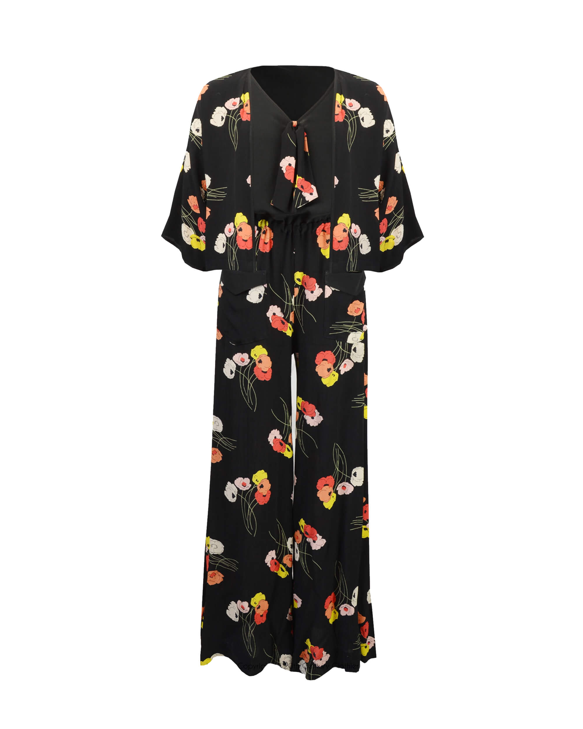 30s Beach Pyjama Set - Poppy Spray