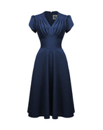 1950s Retro Swing Dress - Navy