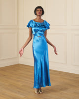 1930s Pandora Bias Cut Gown - Marine Satin