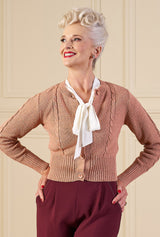 Vintage Cable Crop Cardigan - Paprika