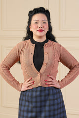 Vintage Cable Crop Cardigan - Paprika
