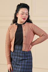 Vintage Cable Crop Cardigan - Paprika