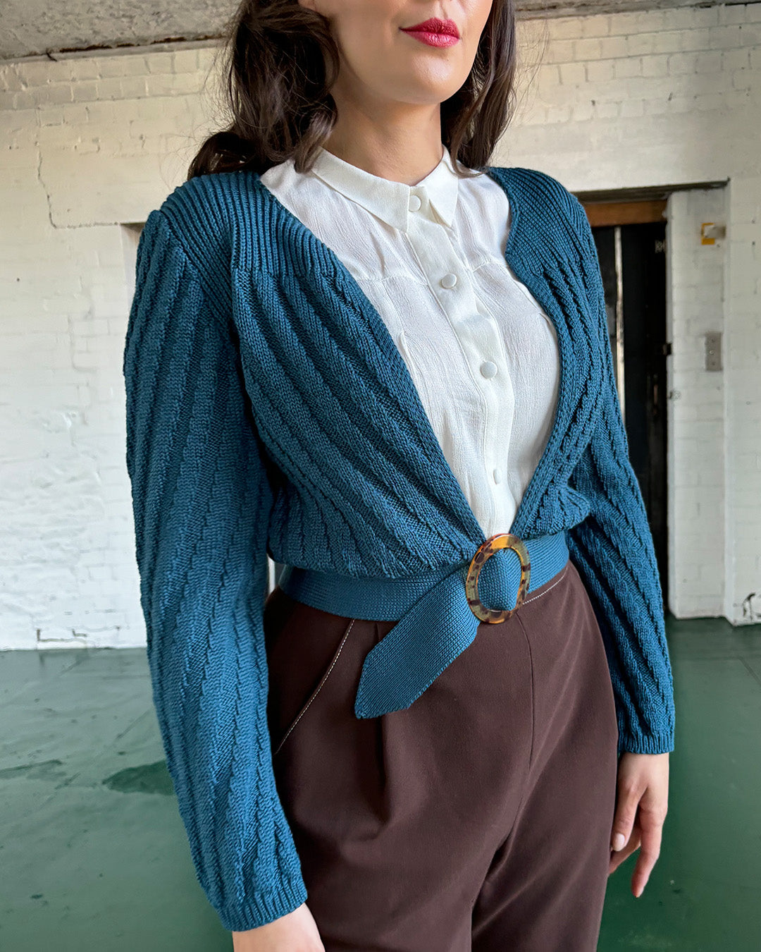 1940s Datemaker Cardigan Petrol – House of Foxy