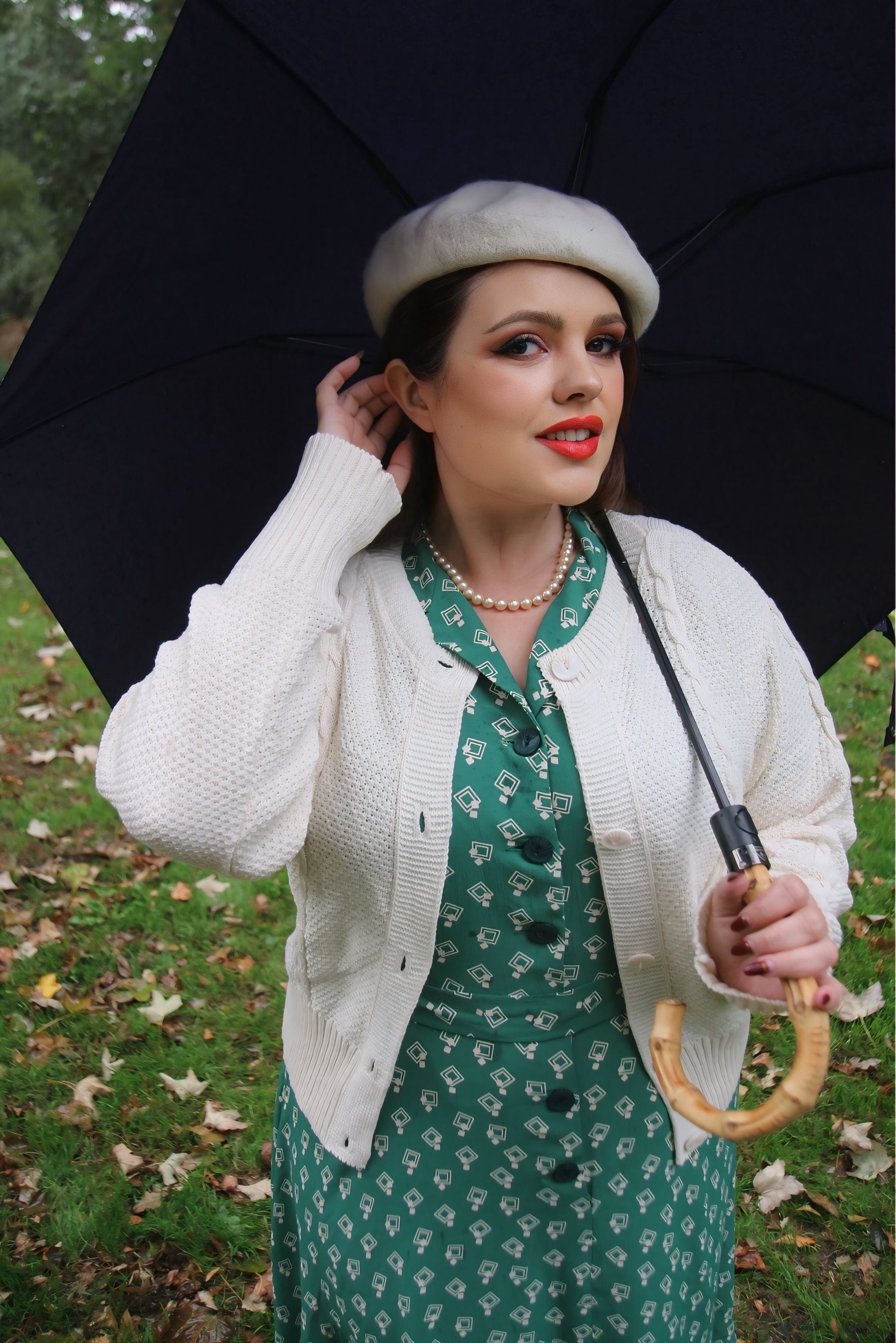 Vintage Cable Crop Cardigan - Ivory