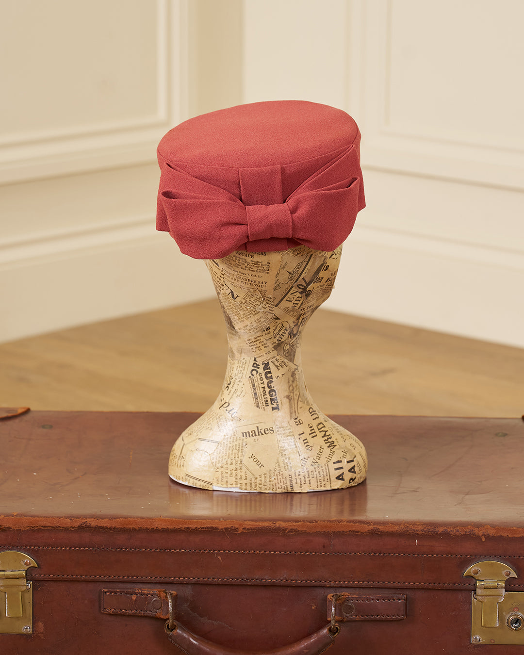 1960s Pill Box Hat - Rosewood