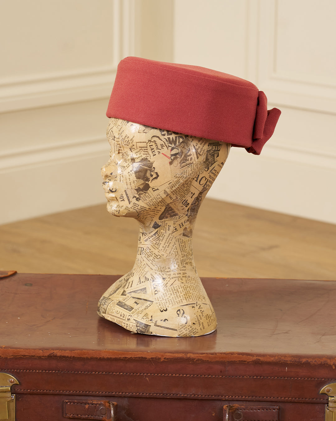 1960s Pill Box Hat - Rosewood
