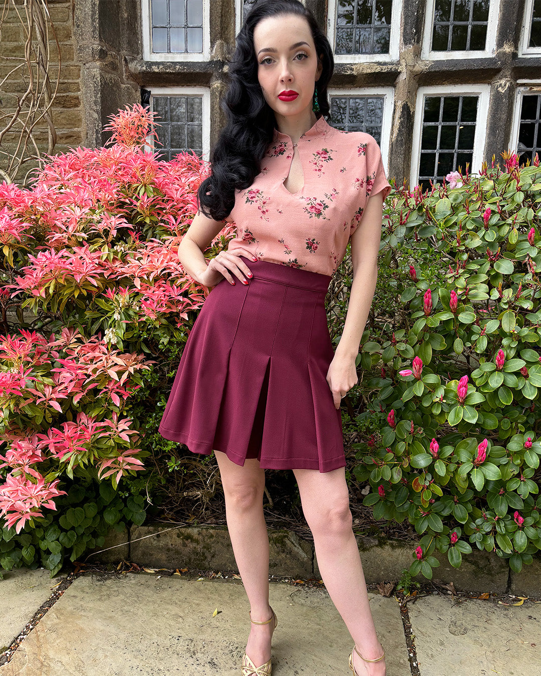 1930s Pleated Shorts - Wine
