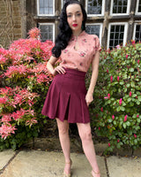 1930s Pleated Shorts - Wine