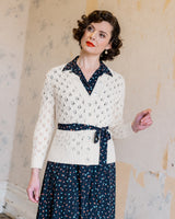 Pointelle Knit Cardigan - Ivory