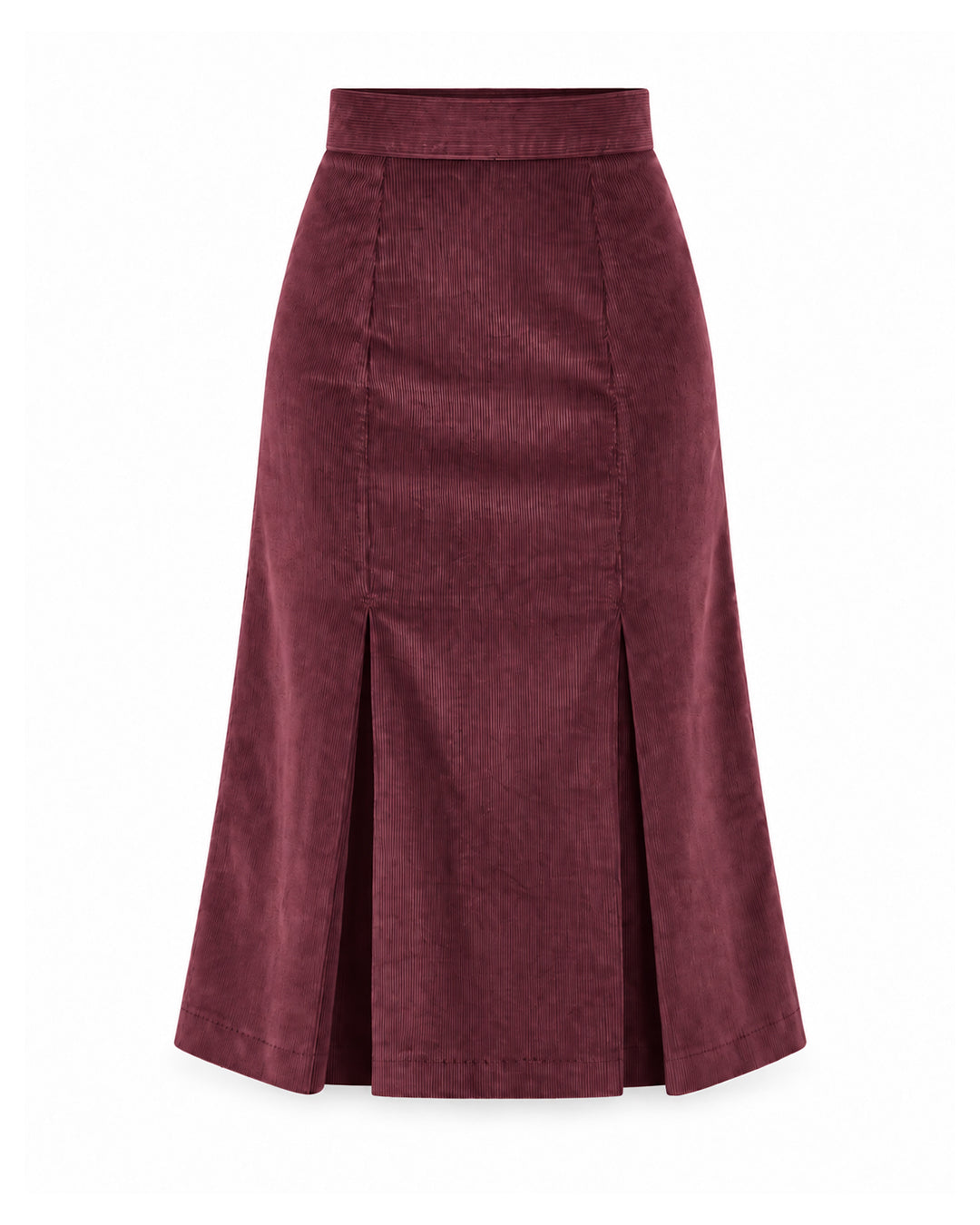 1940s Prim Pleated Skirt - Maroon Corduroy