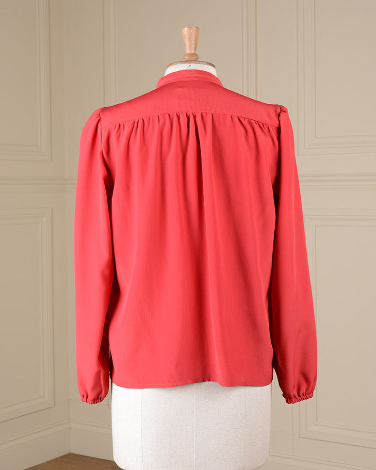 1970s Peasant Blouse in red silk - Sample