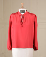 1970s Peasant Blouse in red silk - Sample