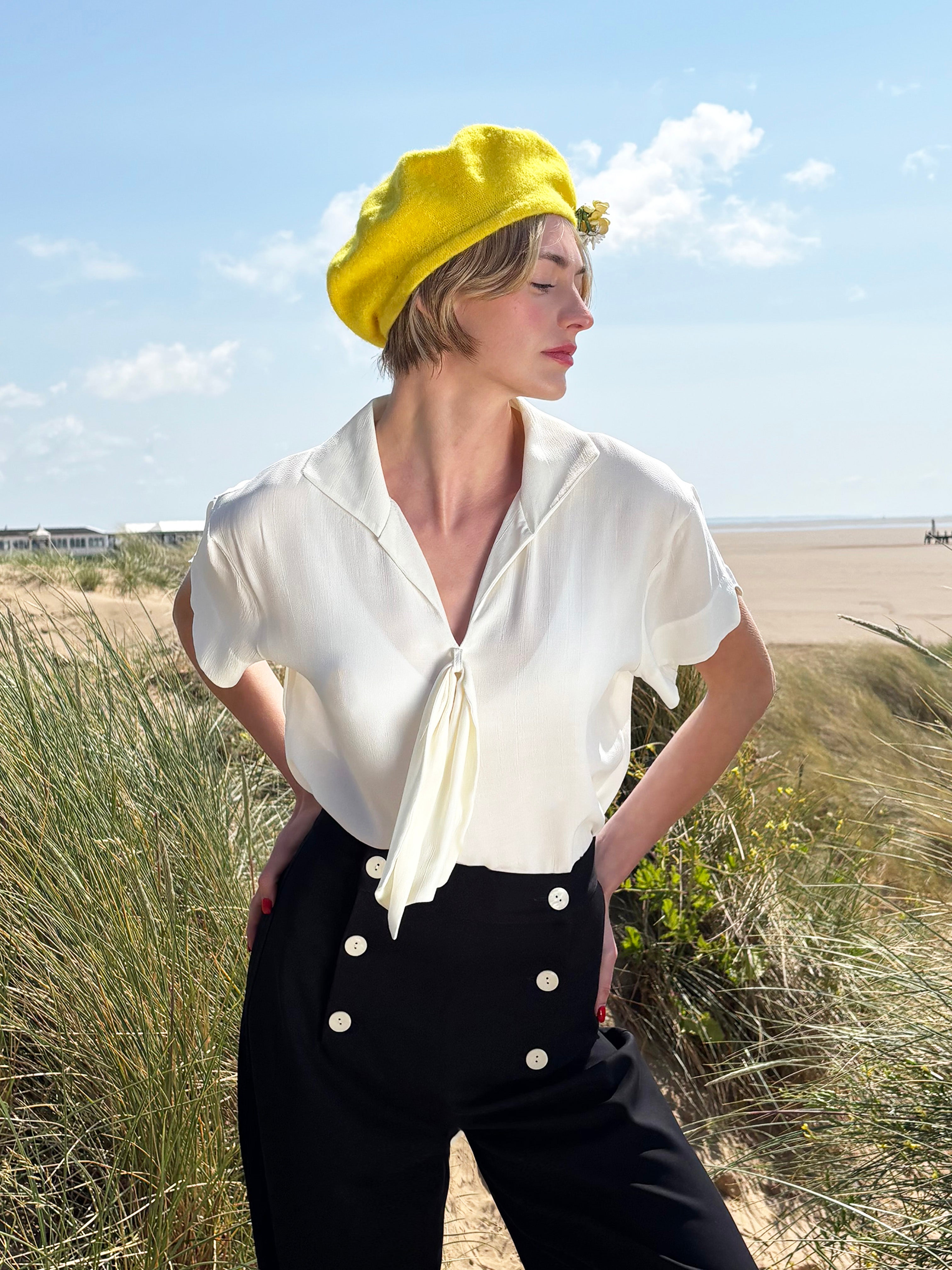 1930s Sailor Blouse - Ivory Crepe