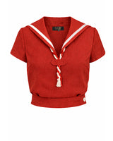 1930s Sailor Top - Red Natural Fibre