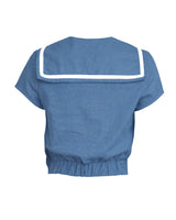 1930s Sailor Top - Aqua Natural Fibre