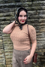 1940s Sweetheart Sweater - Sesame