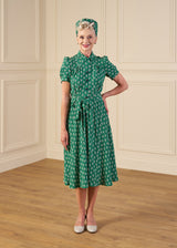 1940s Shirt-Waister Dress - Dia Deco Emerald