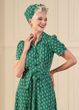 1940s Shirt-Waister Dress - Dia Deco Emerald