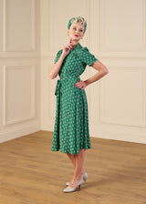 1940s Shirt-Waister Dress - Dia Deco Emerald