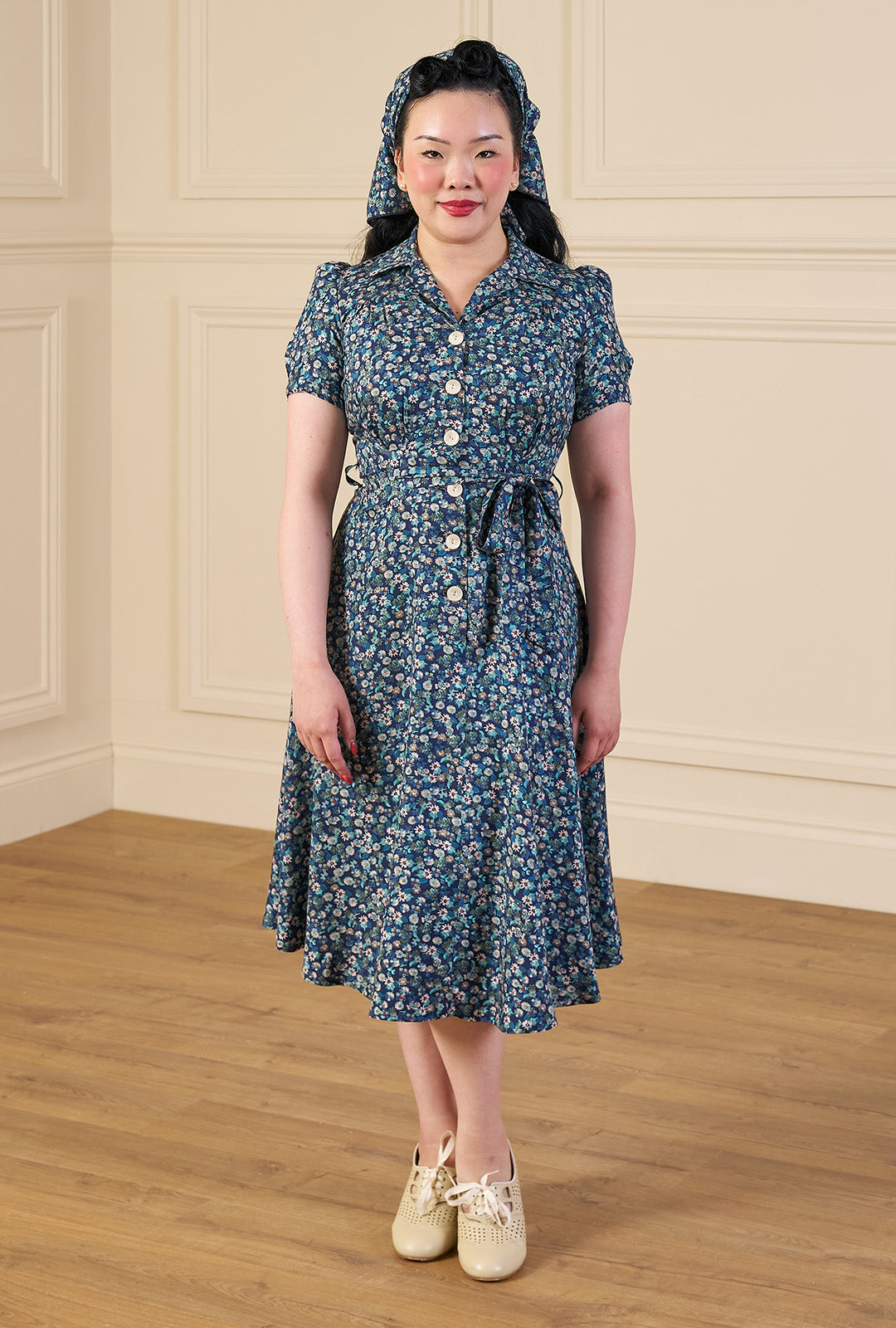 1940s Shirt-Waister Dress in Marguerite