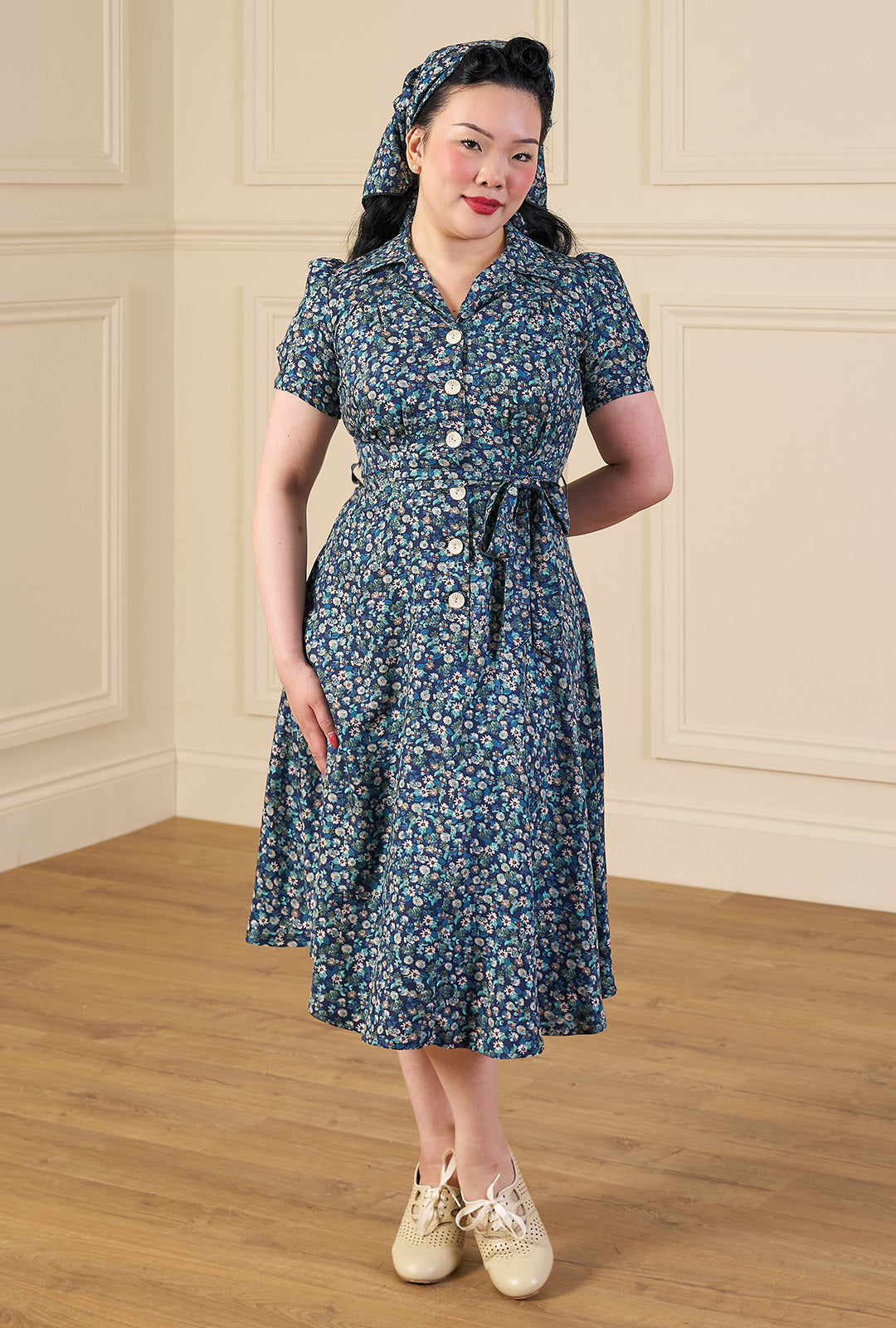 1940s Shirt-Waister Dress in Marguerite