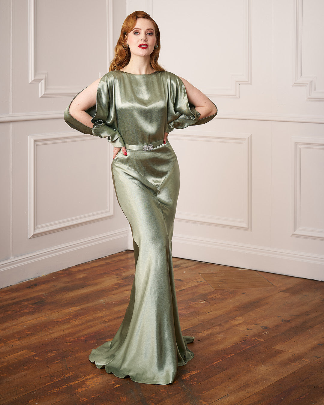1930s Siren Evening Gown Sage Green – House of Foxy