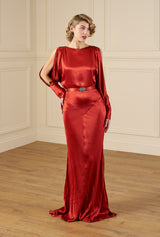 1930s Siren Evening Gown - Rust Satin