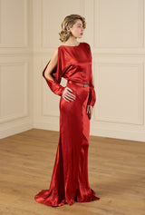 1930s Siren Evening Gown - Rust Satin