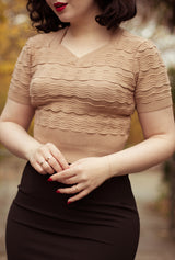 1940s Sweetheart Sweater in Sesame