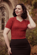 1940s Sweetheart Sweater in Chilli