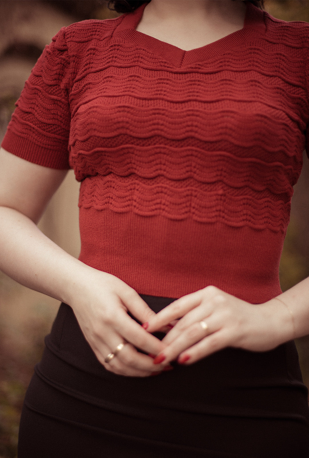 1940s Sweetheart Sweater in Chilli