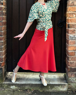 1930s Swirl Skirt - Terracotta Crepe
