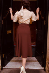 1930s Swirl Skirt - Brown Crepe