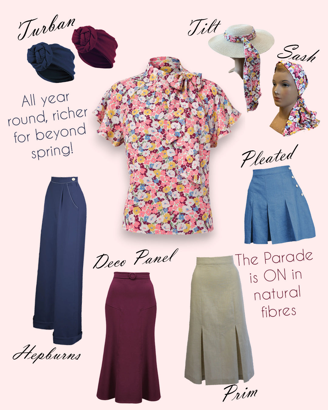 1930s Tie Neck Blouse - Spring Parade