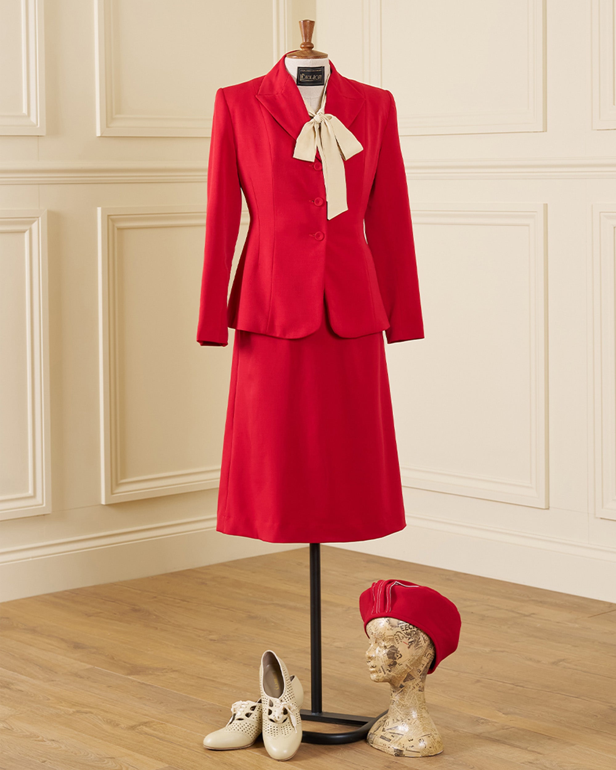 1940s Utility Belle Suit - Red